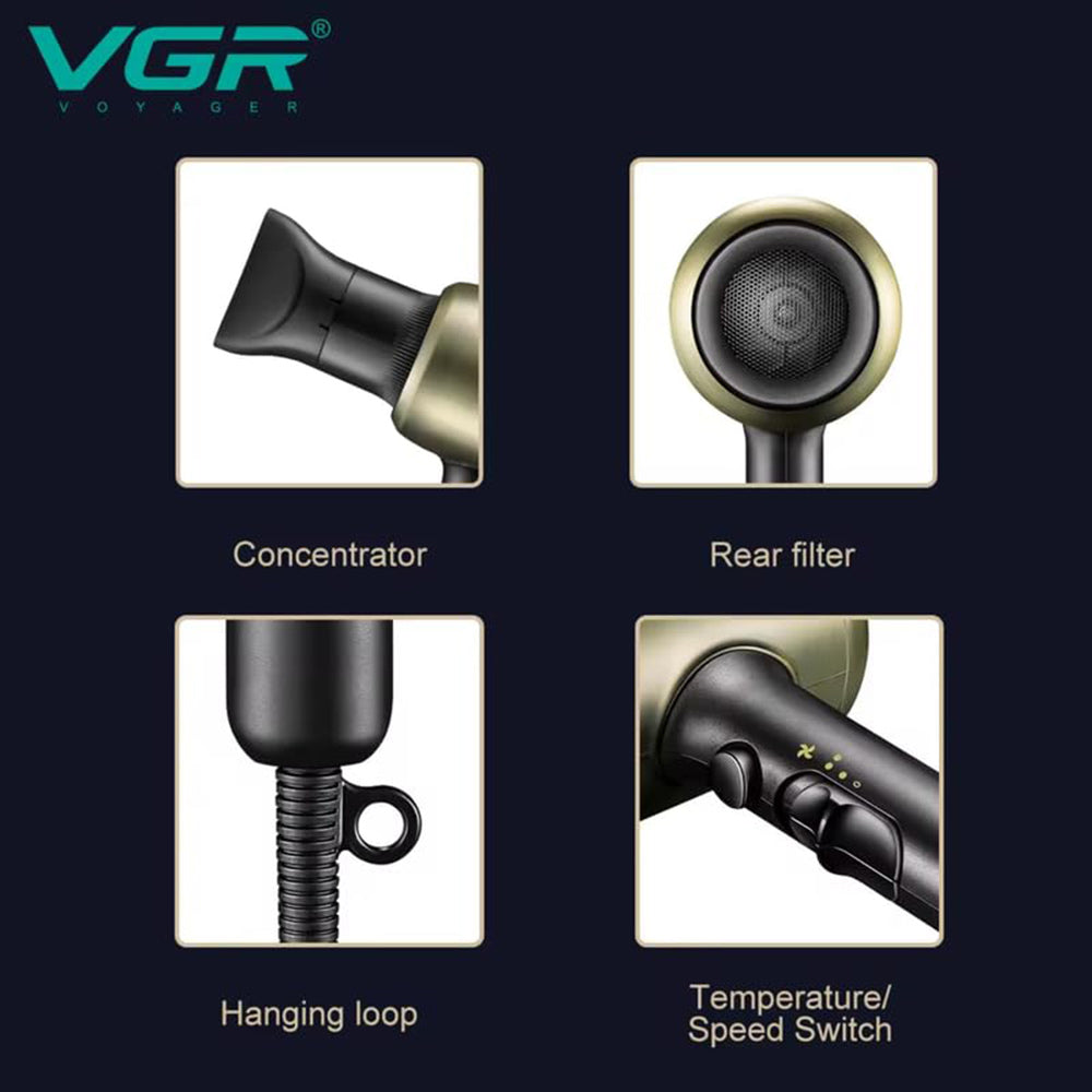 Asciugacapelli professionale VRG 1800/2200 watt 2 velocità 3 temperature di colore HAIR DRYER 453