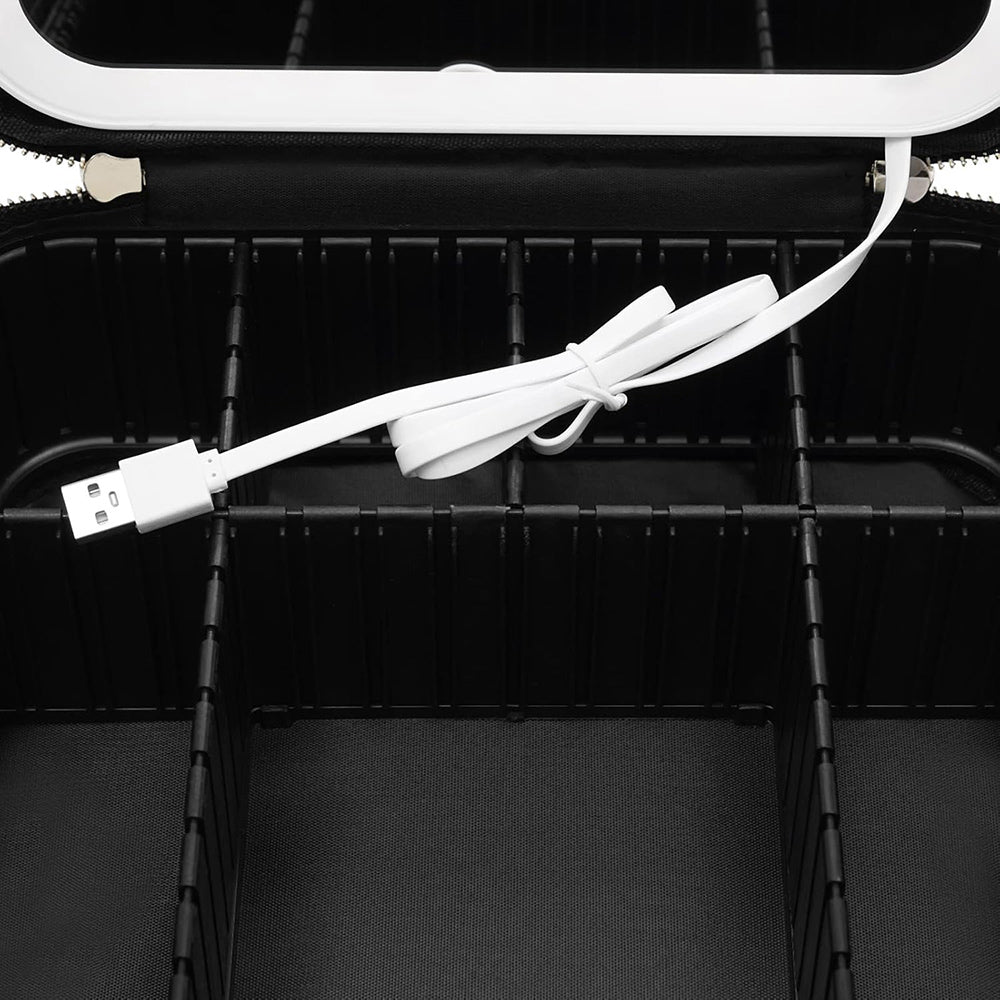 Beauty case con specchio a led dimmerabile a tre colorazione di luce borsa per trucco cosmetici porta pennelli