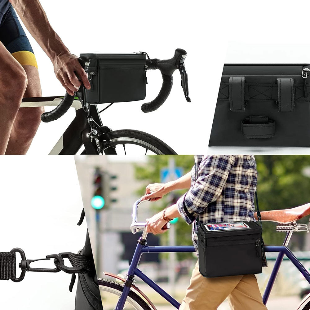 Borsa per Bici da Manubrio con Supporto Cellulare touchscren portaoggetti con Tracolla per biciletta Impermeabile