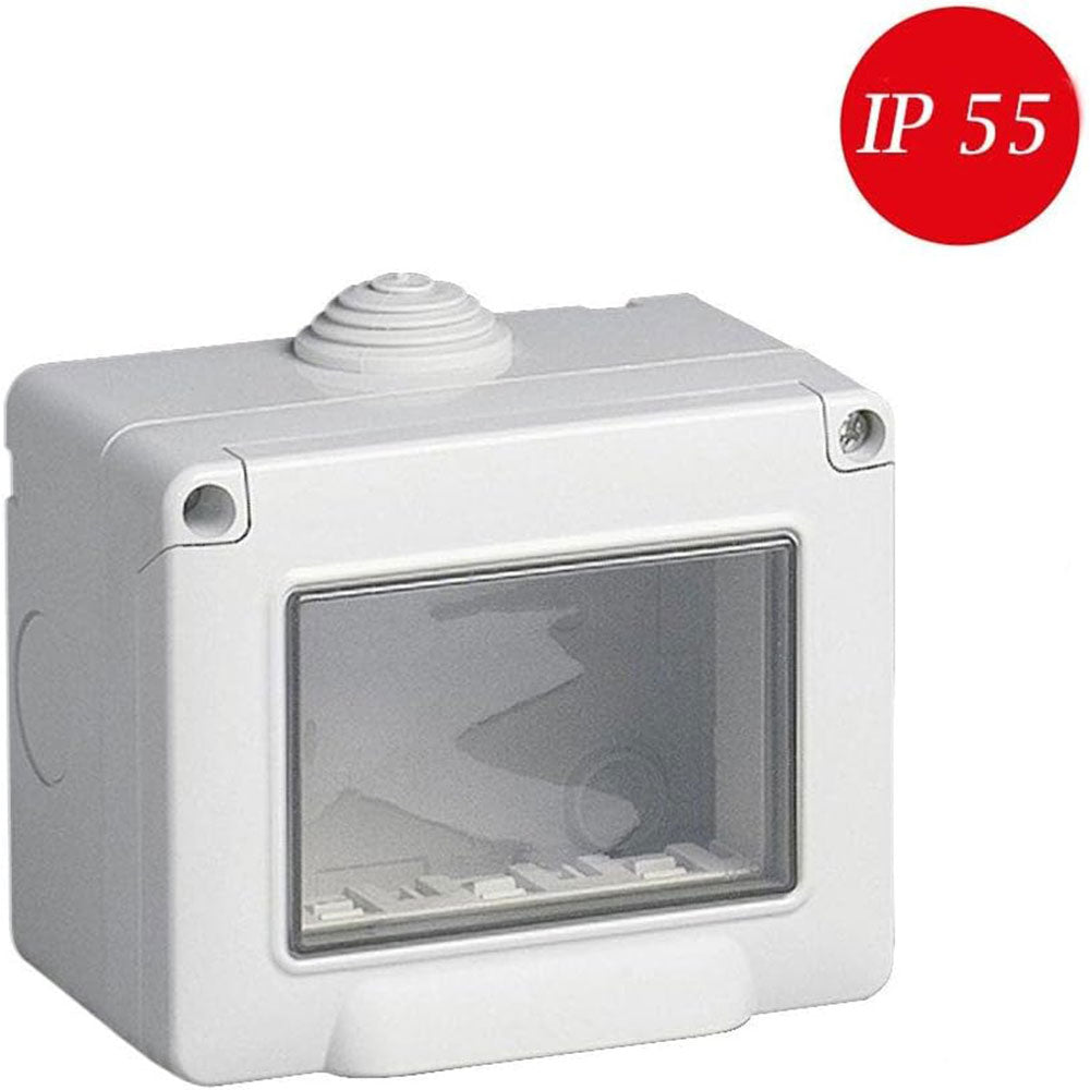 Cassetta con coperchio idrobox per esterno a 3 posti compatibile con matix custodia per interruttori ip55