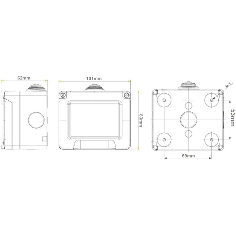 Cassetta con coperchio idrobox per esterno a 3 posti compatibile con matix custodia per interruttori ip55