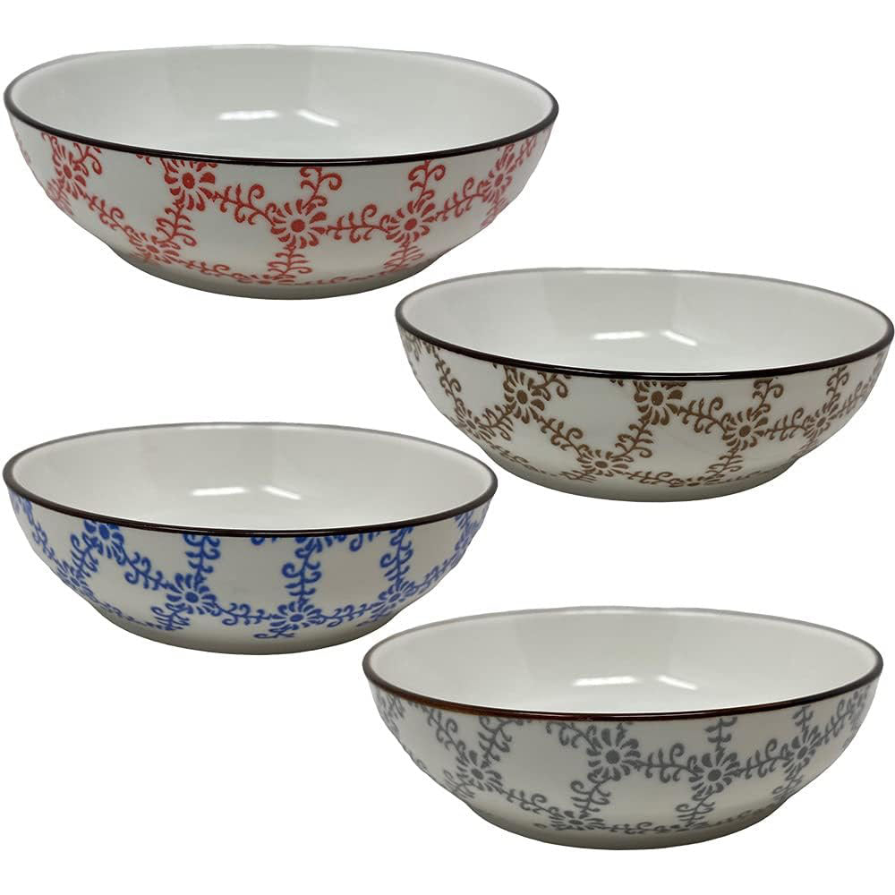 Set 4 ciotole colorate con decorazioni floreale in ceramica per aperitivi snack ciotoline per salse finger food