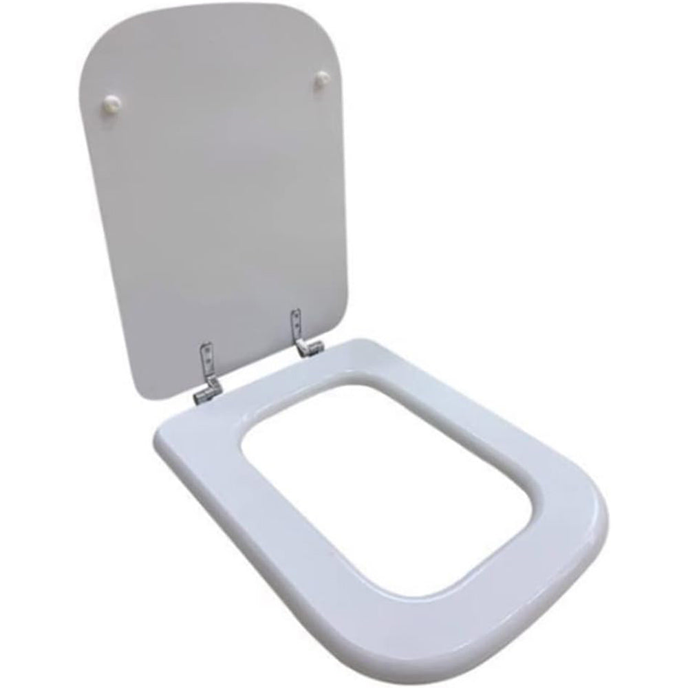 Copriwater Universale Quadrato in Legno MDF Bianco tavoletta da Bagno WC con Cerniere in Acciaio