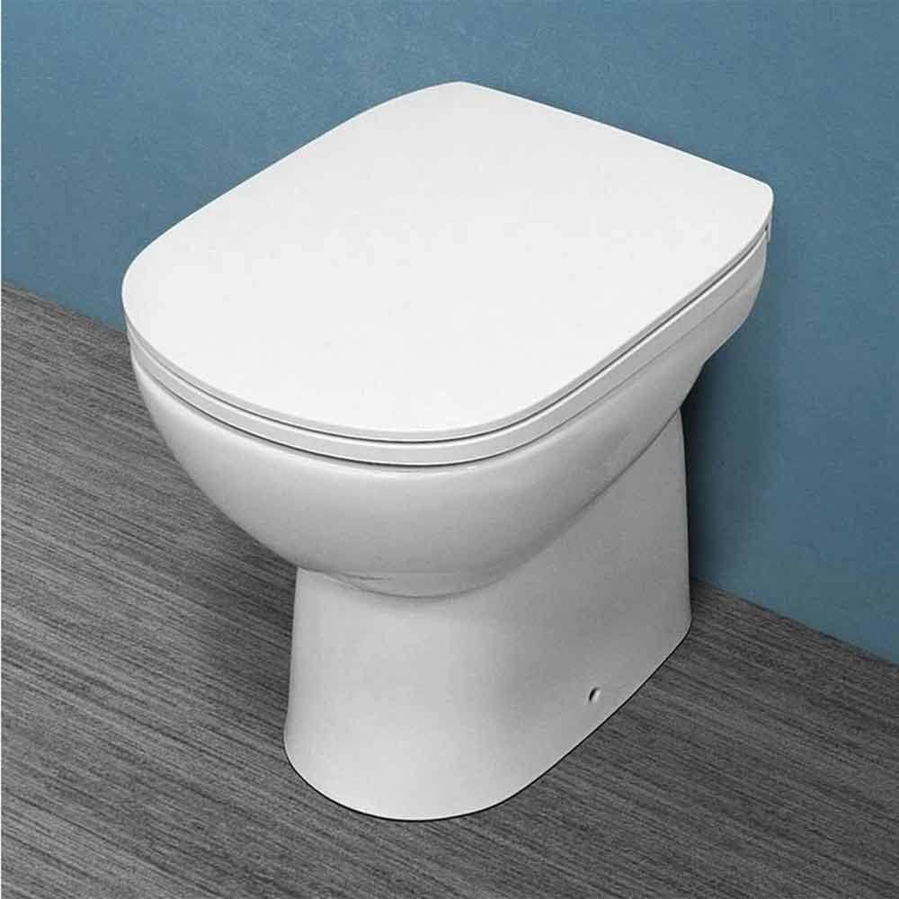 Copriwater Universale Quadrato in Legno MDF Bianco tavoletta da Bagno WC con Cerniere in Acciaio