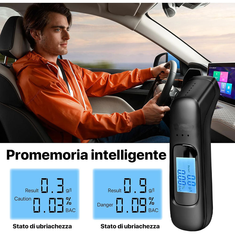 Etilometro ricaricabile USB con display digitale lcd misuratore Alccol test portatile sensore alta precisione