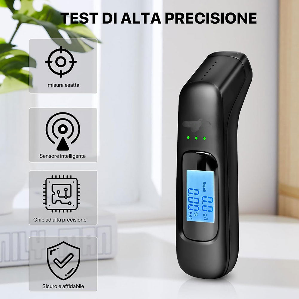 Etilometro ricaricabile USB con display digitale lcd misuratore Alccol test portatile sensore alta precisione