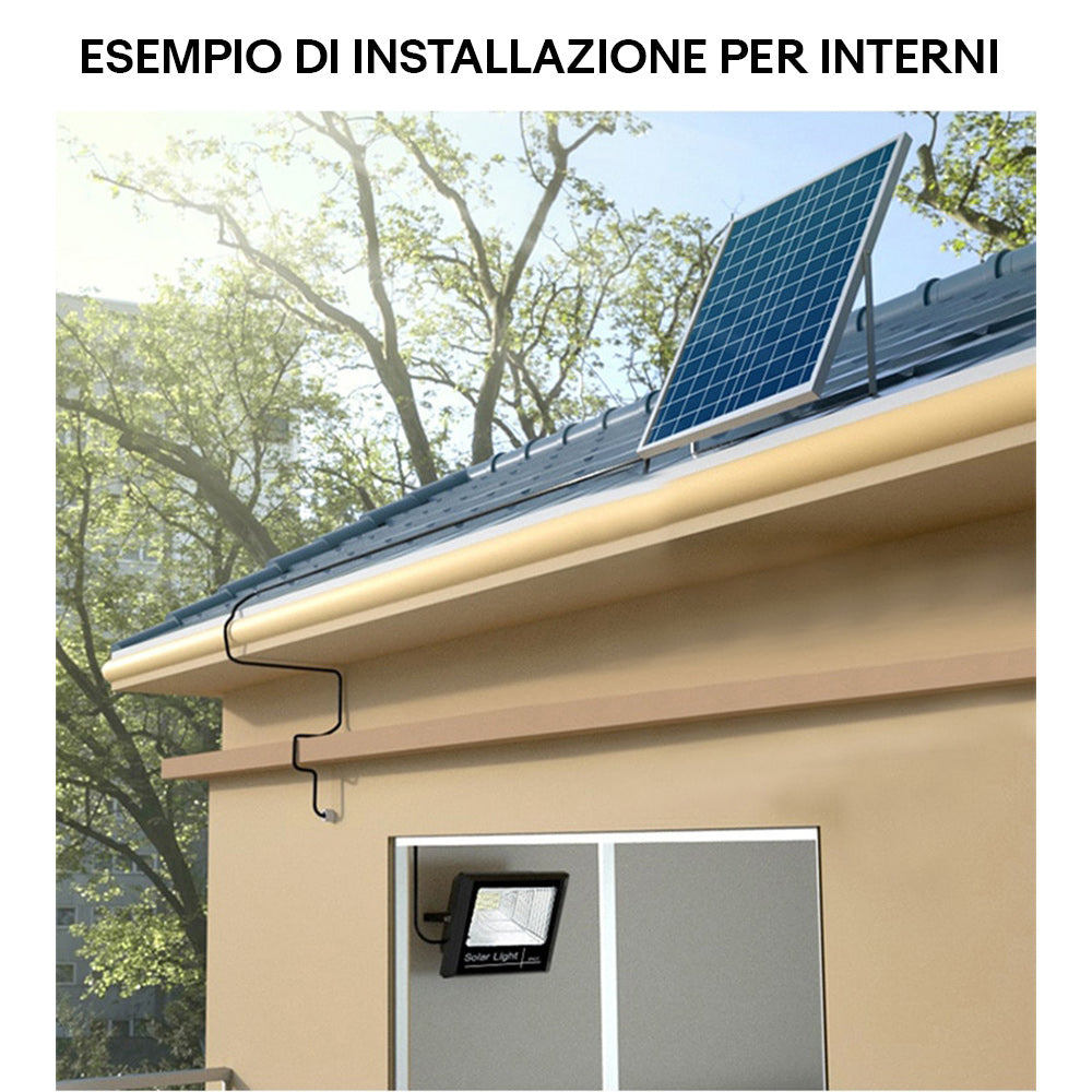 Faro led con pannello solare 800 watt faretto con sensore crepuscolare illuminazione da esterno Ip67 luce fredda 6500k