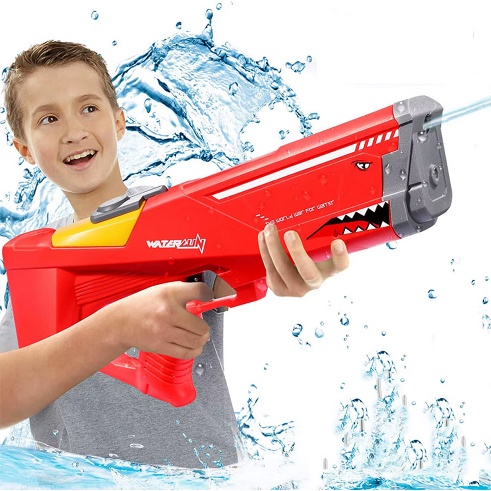 Fucile ad acqua ricaricabile a batteria squalo da 600 ml pistola gioco per bimbo bimba getto 8 10 metri