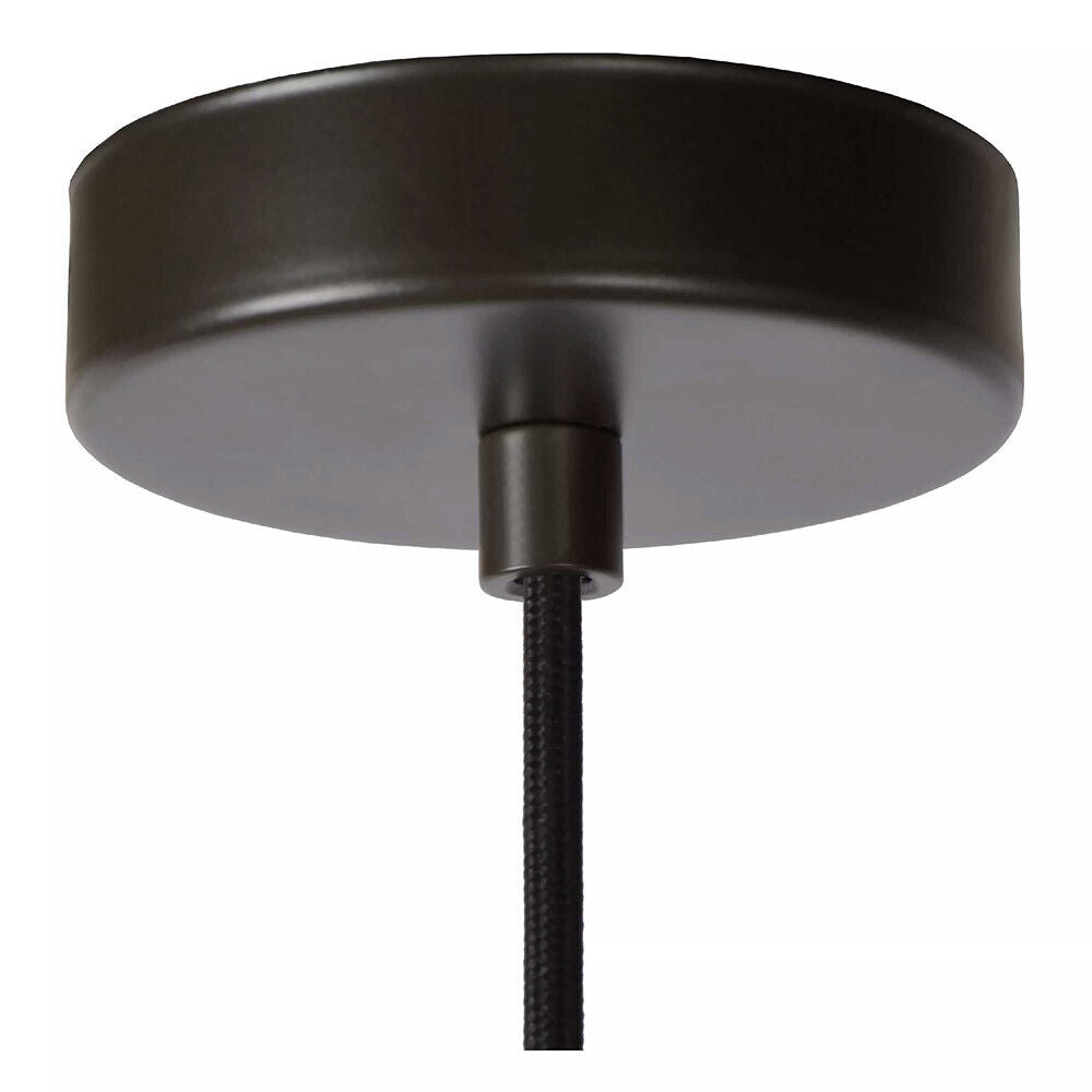 Lampadario a sospensione da soffitto con paralume a tre anelli in metallo traforato design contemporaneo moderno nero attacco E27