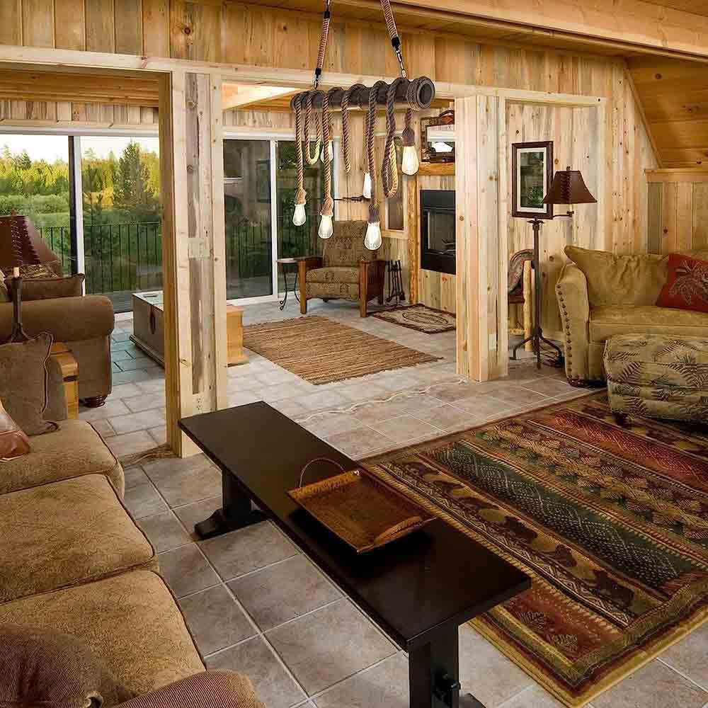 Lampadario a sospensione con corda in canapa vintage 6 portalampada E27 lampada country retro in legno di bamboo