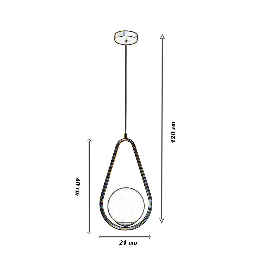 Lampadario sospensione a goccia bronzo con sfera lampada contemporanea attacco G9
