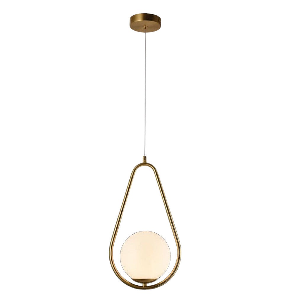 Lampadario sospensione a goccia bronzo con sfera lampada contemporanea attacco G9