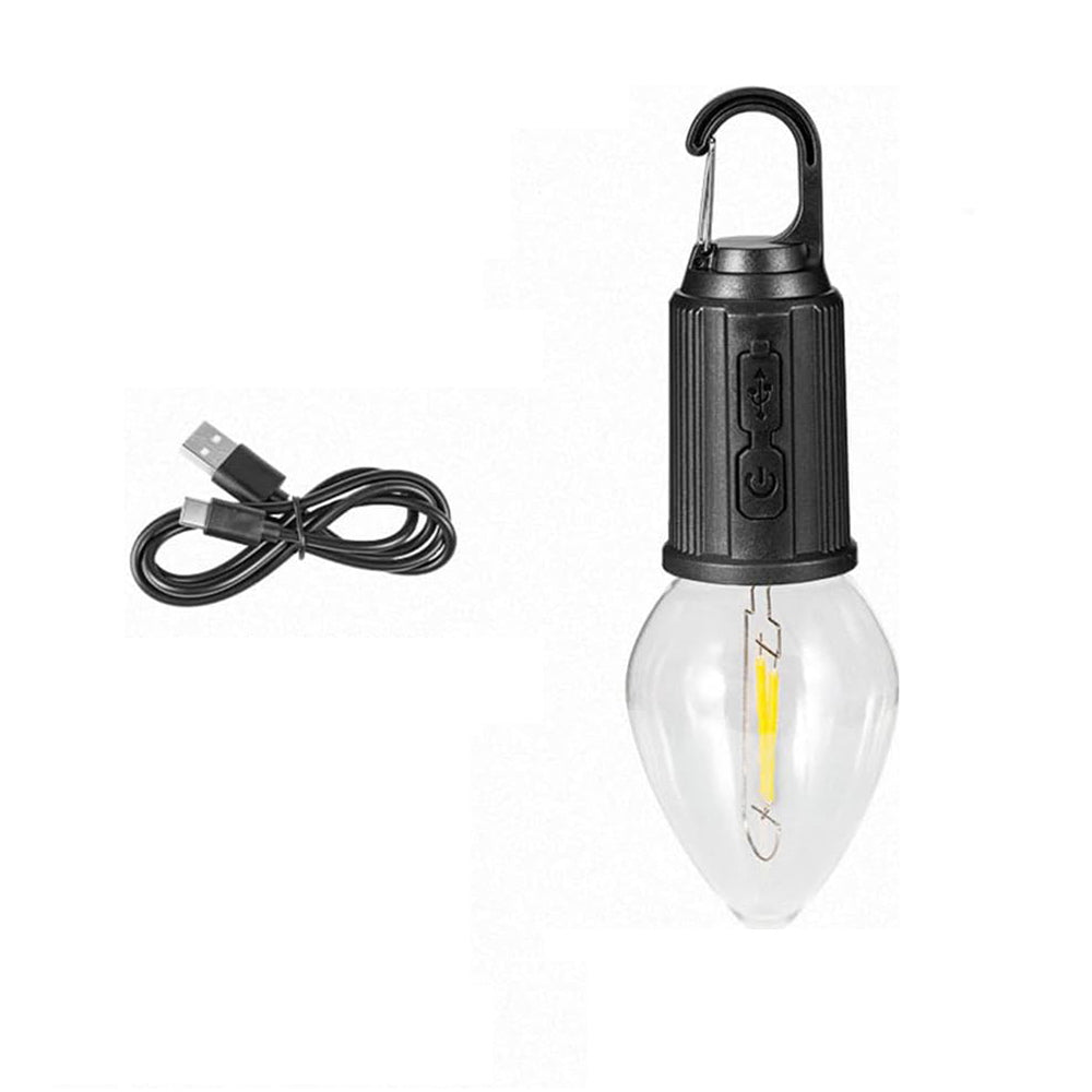 Lampadina a led a filamento ricaricabile 3 modalità di luce con moschettone gancio per campeggio