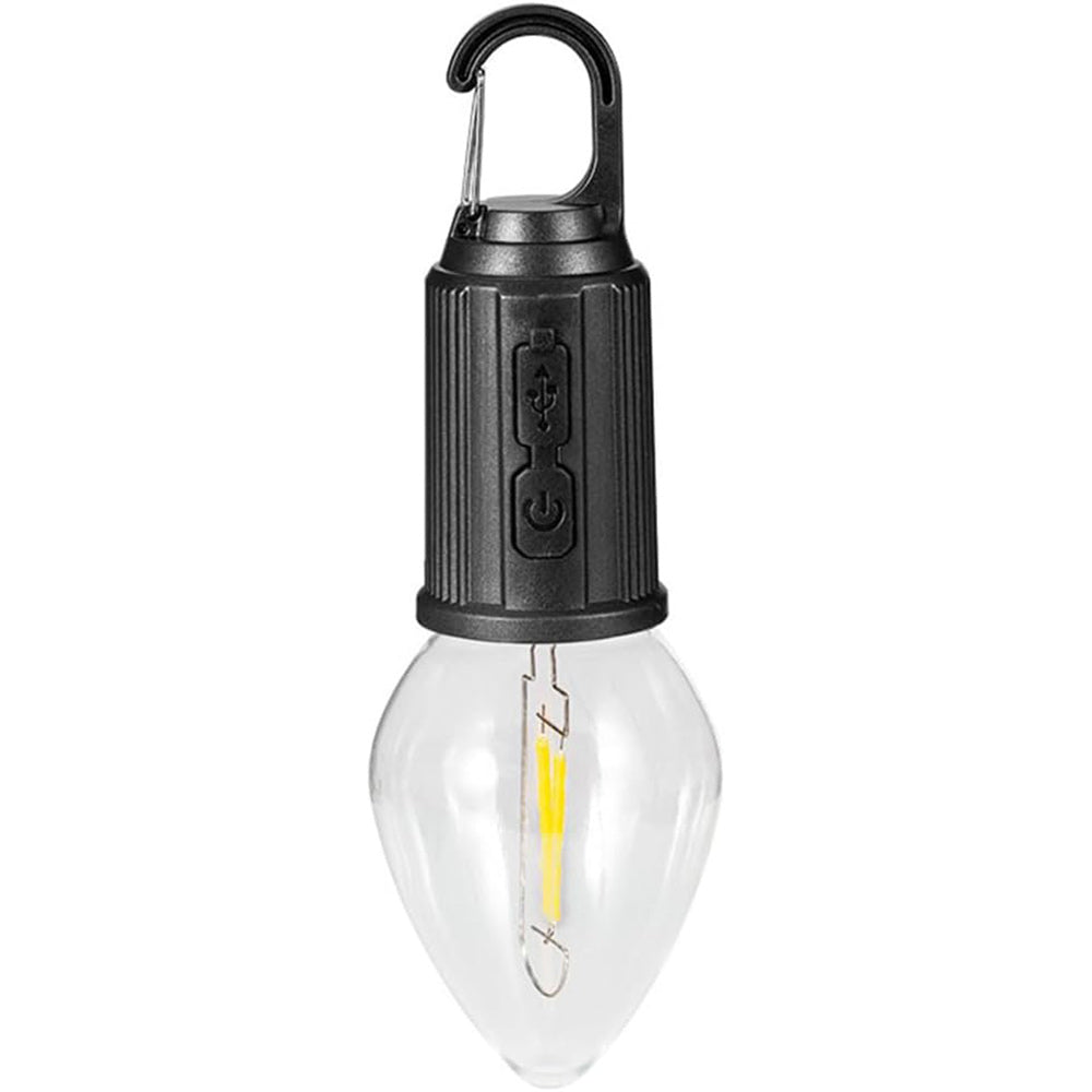 Lampadina a led a filamento ricaricabile 3 modalità di luce con moschettone gancio per campeggio