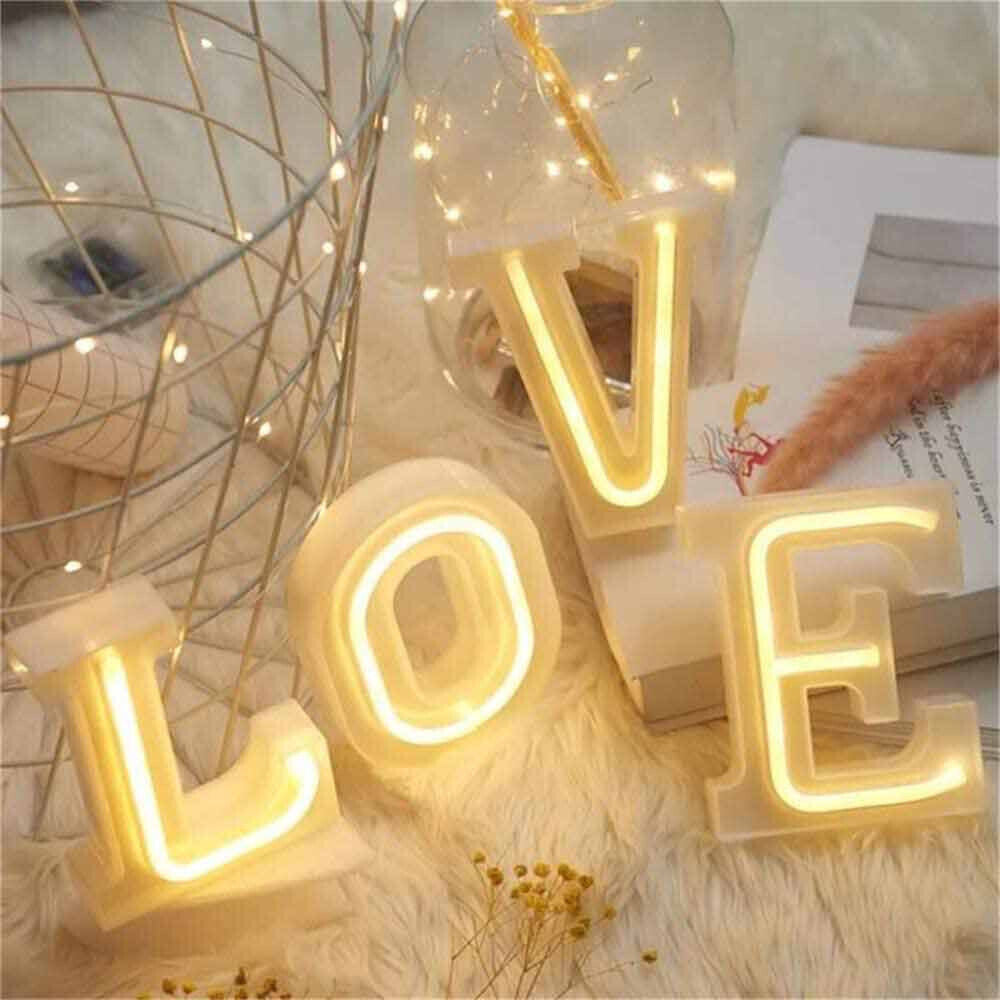 Lettere luminose neon a led luci alfabeto dalla A alla Z luminoso per decorazione casa compleanni nozze festa bar eventi luce calda