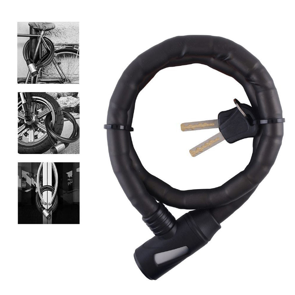 Lucchetto a cavo per moto scooter biciletta rivestito in vinile con 2 chiavi 100 cm