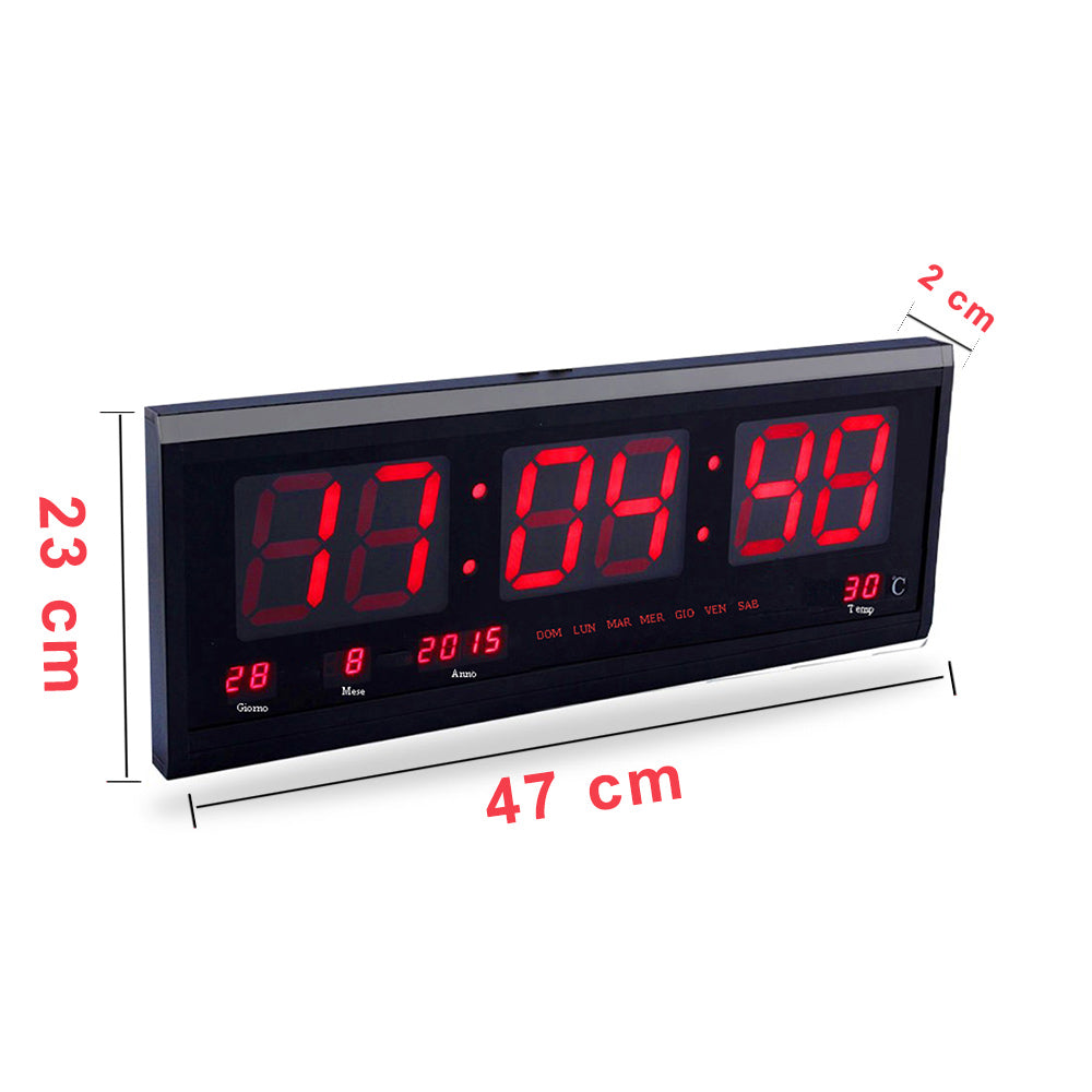 Orologio da parete digitale display led rosso ora data sveglia temperatura per casa ufficio