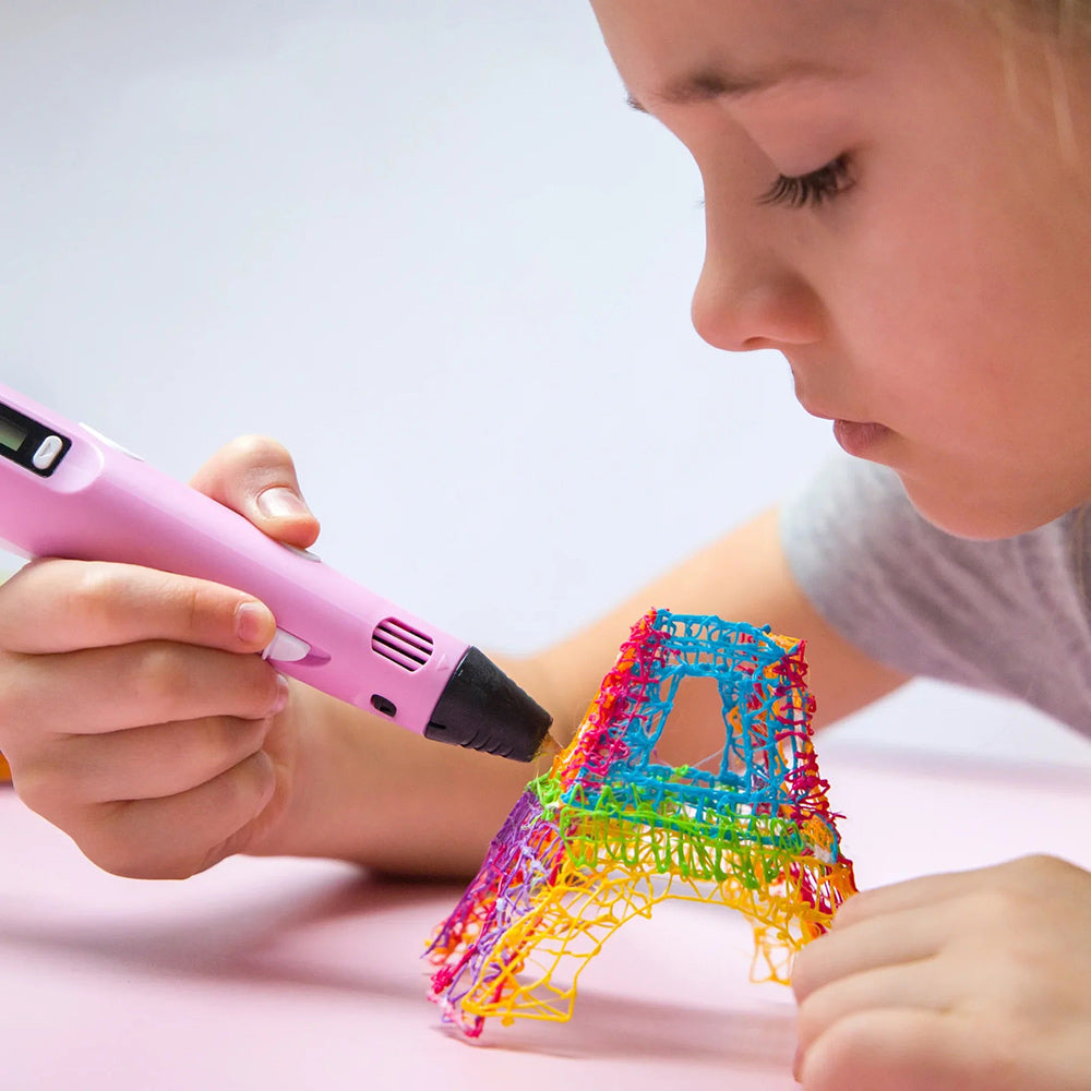 Penna 3D con display stampa disegni con supporto stereoscopica con set di filamenti in Plastica polimerica gioco per bimbo bimba