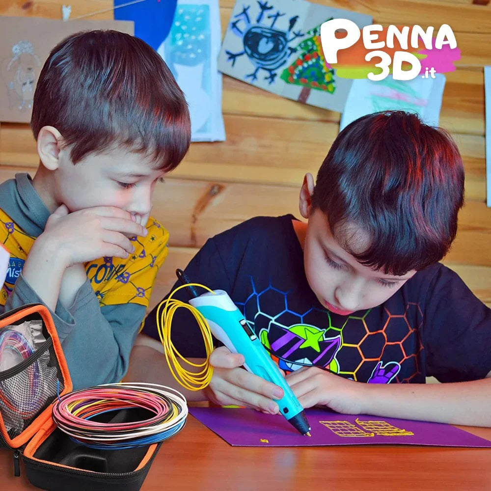 Penna 3D con display stampa disegni con supporto stereoscopica con set di filamenti in Plastica polimerica gioco per bimbo bimba