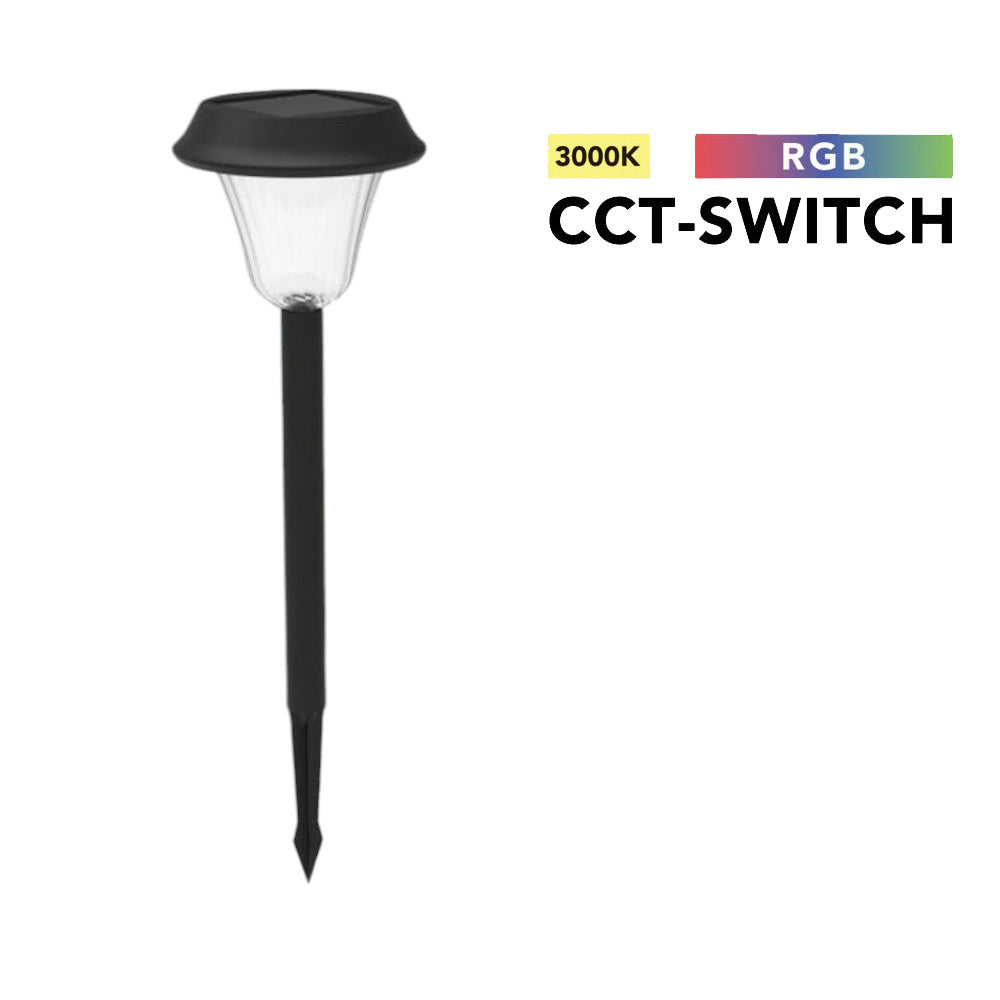 Picchetto a led faretto con pannello solare RGB + warm white lampada decorativa per esterno IP54