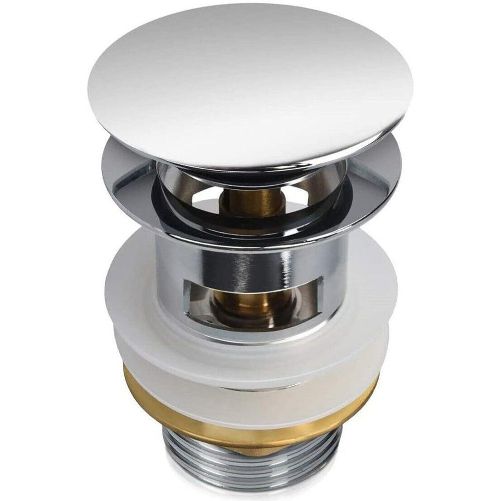 Piletta di scarico universale 1/4" in ottone lucido per lavandino pop-up tappo a pressione 98 mm