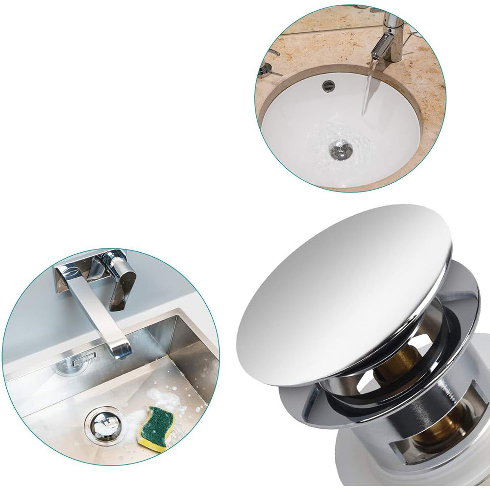 Piletta di scarico universale 1/4" in ottone lucido per lavandino pop-up tappo a pressione 98 mm