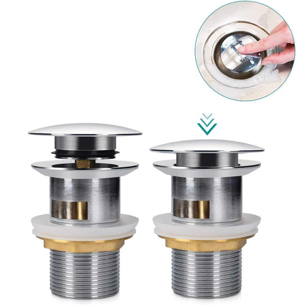 Piletta di scarico universale 1/4" in ottone lucido per lavandino pop-up tappo a pressione 98 mm
