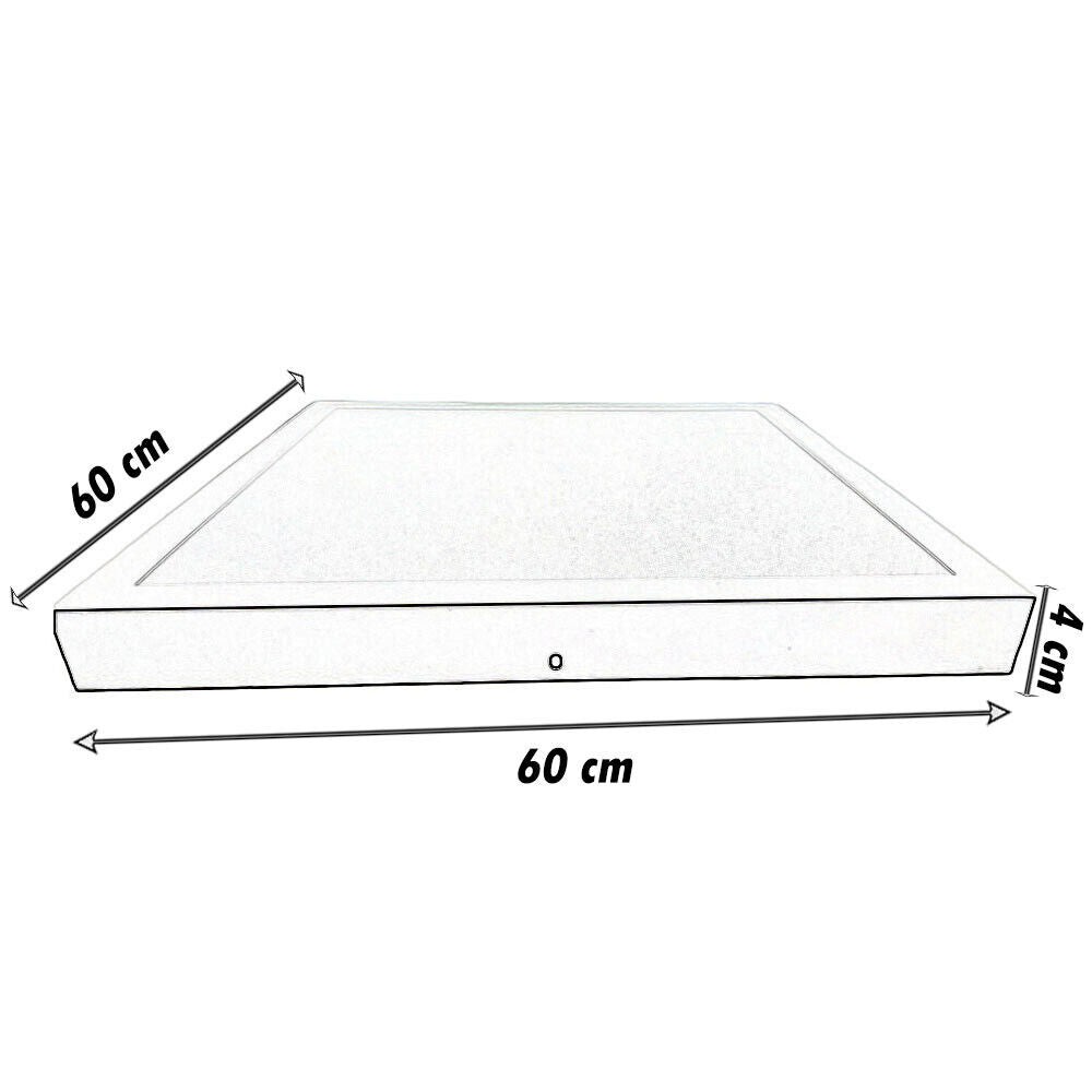 Plafoniera per montaggio esterno 60x60 cm pannello led 40 watt tre colorazione di luce fredda 6500k calda 3000k naturale 4000k