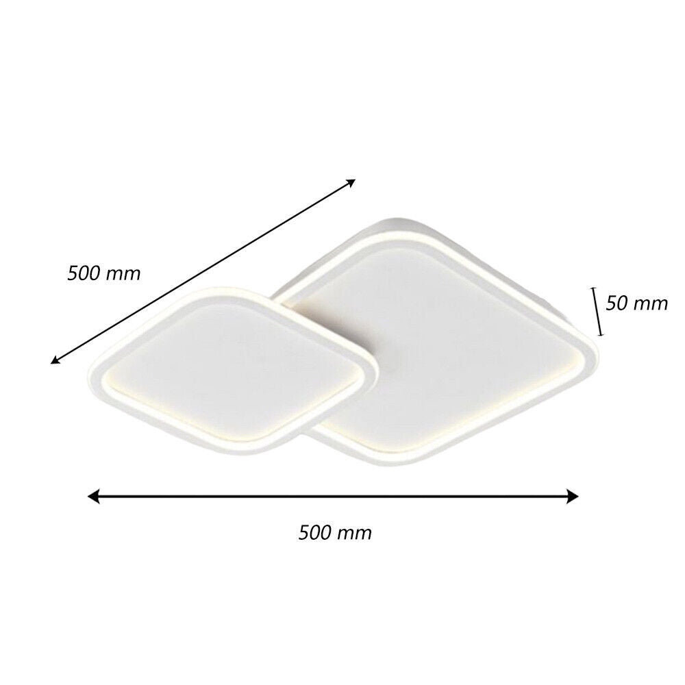 Plafoniera a led due rombi a cct tripla colorazione di luce fredda calda naturale 60 watt lampada da soffitto