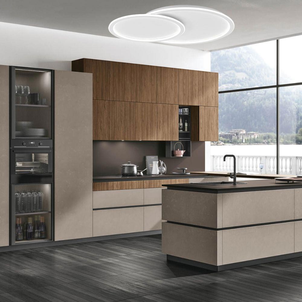 Plafoniera a led due cerchi cct a tripla colorazione di luce fredda calda naturale 45 watt lampada da soffitto