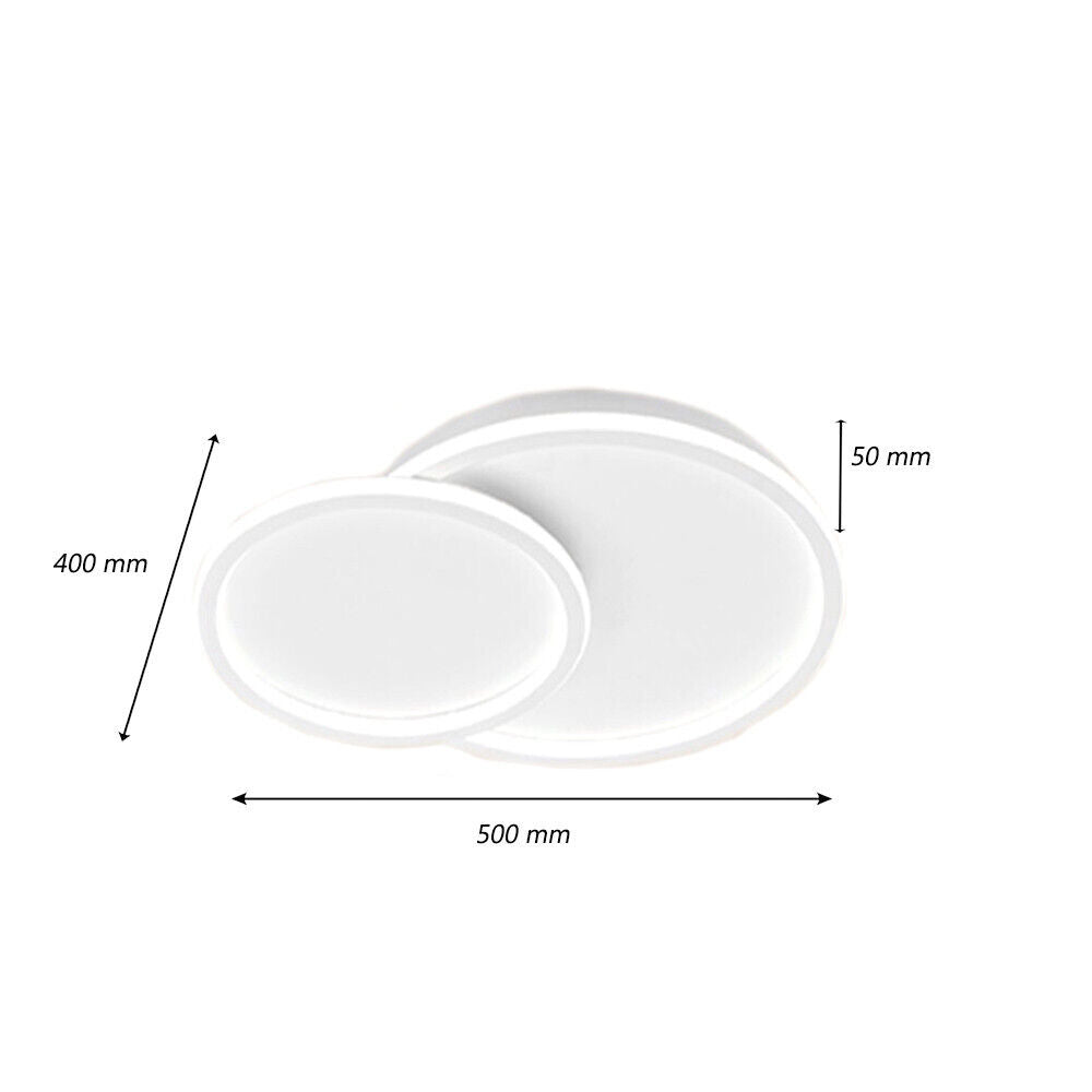 Plafoniera a led due cerchi cct a tripla colorazione di luce fredda calda naturale 45 watt lampada da soffitto