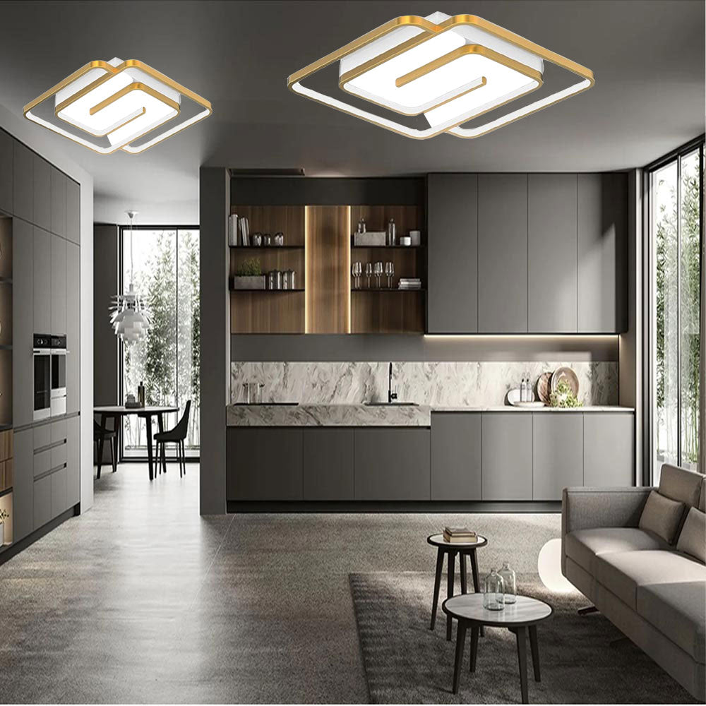 Plafoniera da soffitto a led 48 watt quadrata lampadario moderno da cucina soggiorno luce fredda 6500k