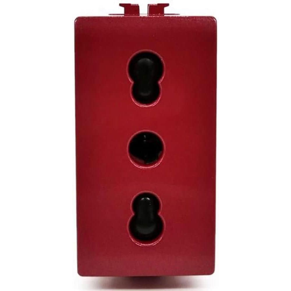 Presa bipasso bivalente 10-16A rossa compatibile con living light international air presa elettrica a muro spina
