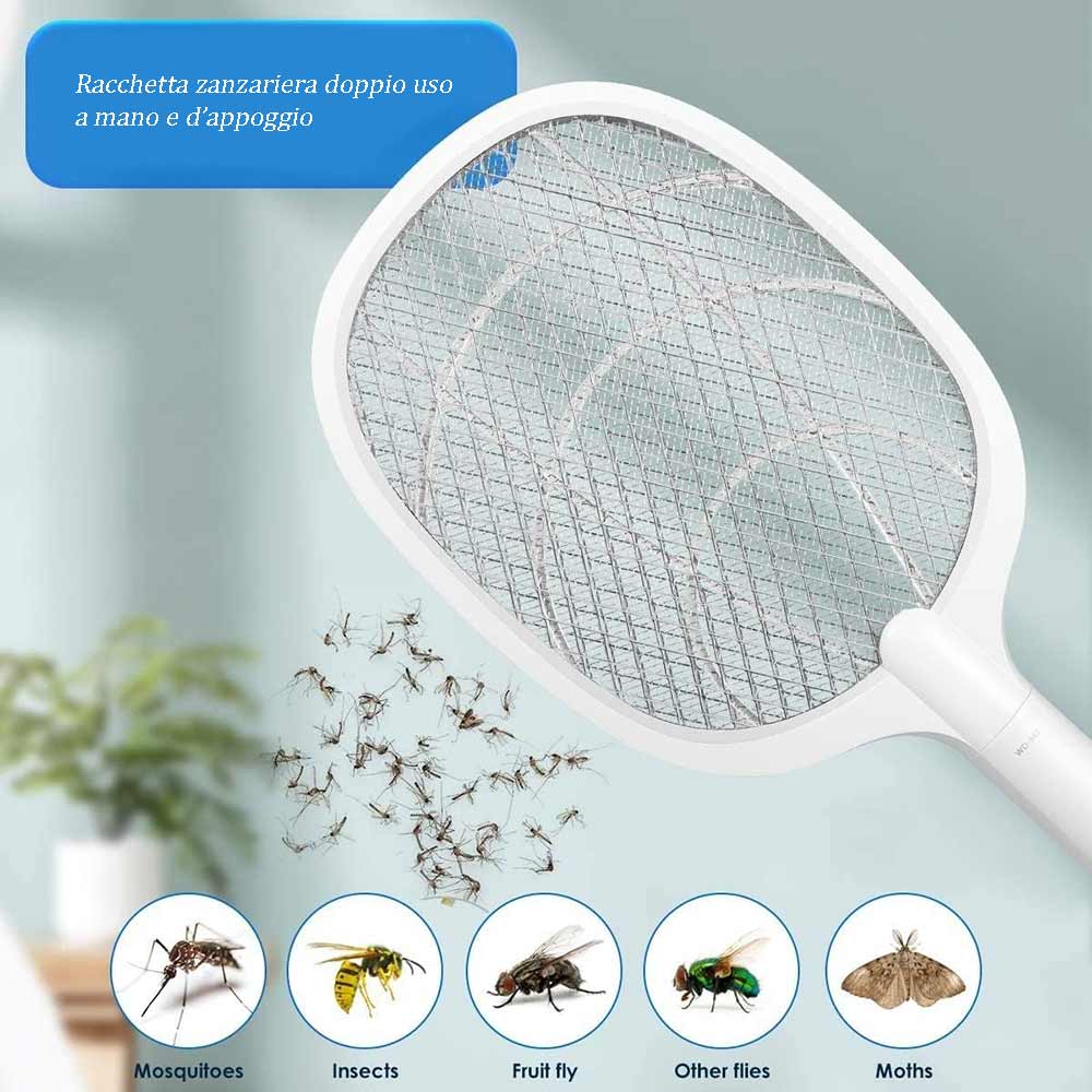 Racchetta elettrica antizanzare zanzariera ricaricabile con cavo usb fulmina insetti zanzare mosche insetticidi