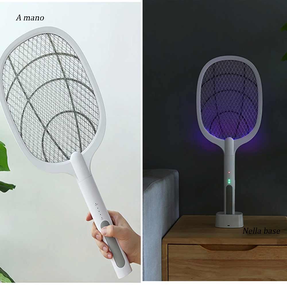 Racchetta elettrica antizanzare zanzariera ricaricabile con cavo usb fulmina insetti zanzare mosche insetticidi