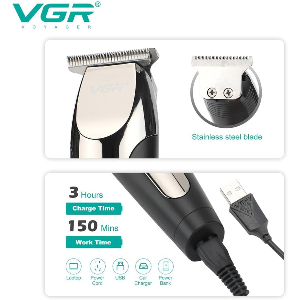 Rasoio tagliacapelli HAIR TIMMER ricaricabile portatile per barba capelli basette corpo con 6 pettinini display 3 velocità