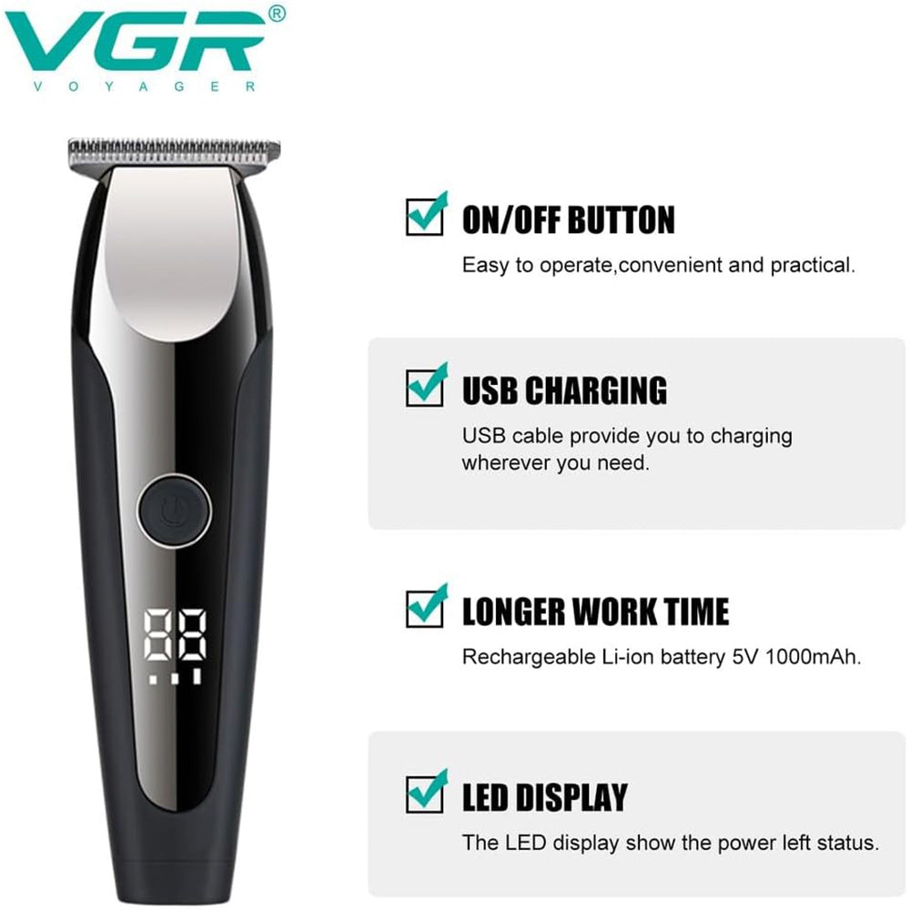 Rasoio tagliacapelli HAIR TIMMER ricaricabile portatile per barba capelli basette corpo con 6 pettinini display 3 velocità
