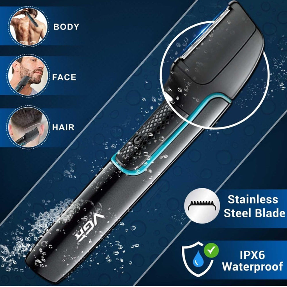 Rasoio VGR BODY HAIR TRIMMER elettrico a batteria ricaricabile per capelli basette corpo rasoio con display waterproof USB IPX6 602
