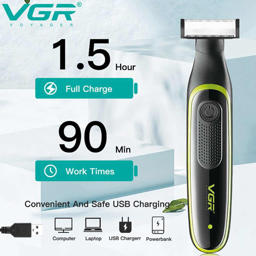 Rasoio ricaricabile VGR BEARD SHAVER 3 pettinini impermeabile rifinitore barba basette sopracciglia rasoi testa corpo IPX5 017