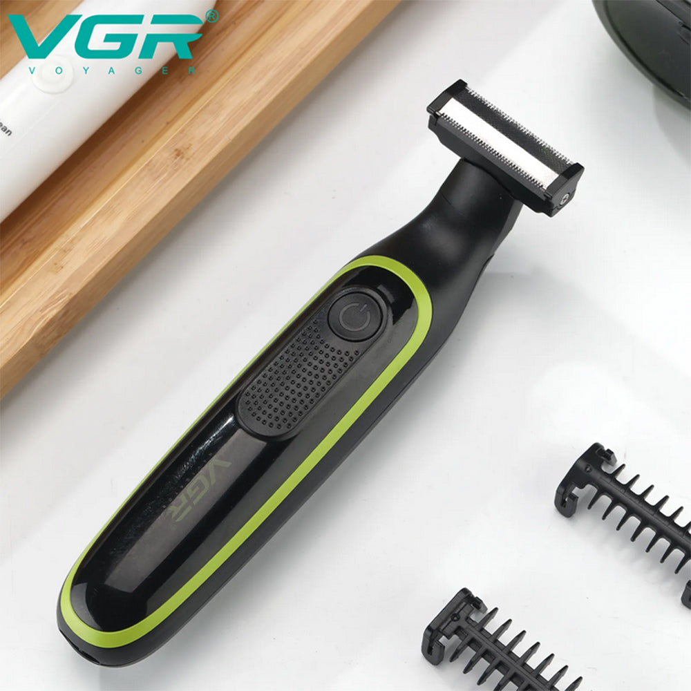 Rasoio ricaricabile VGR BEARD SHAVER 3 pettinini impermeabile rifinitore barba basette sopracciglia rasoi testa corpo IPX5 017