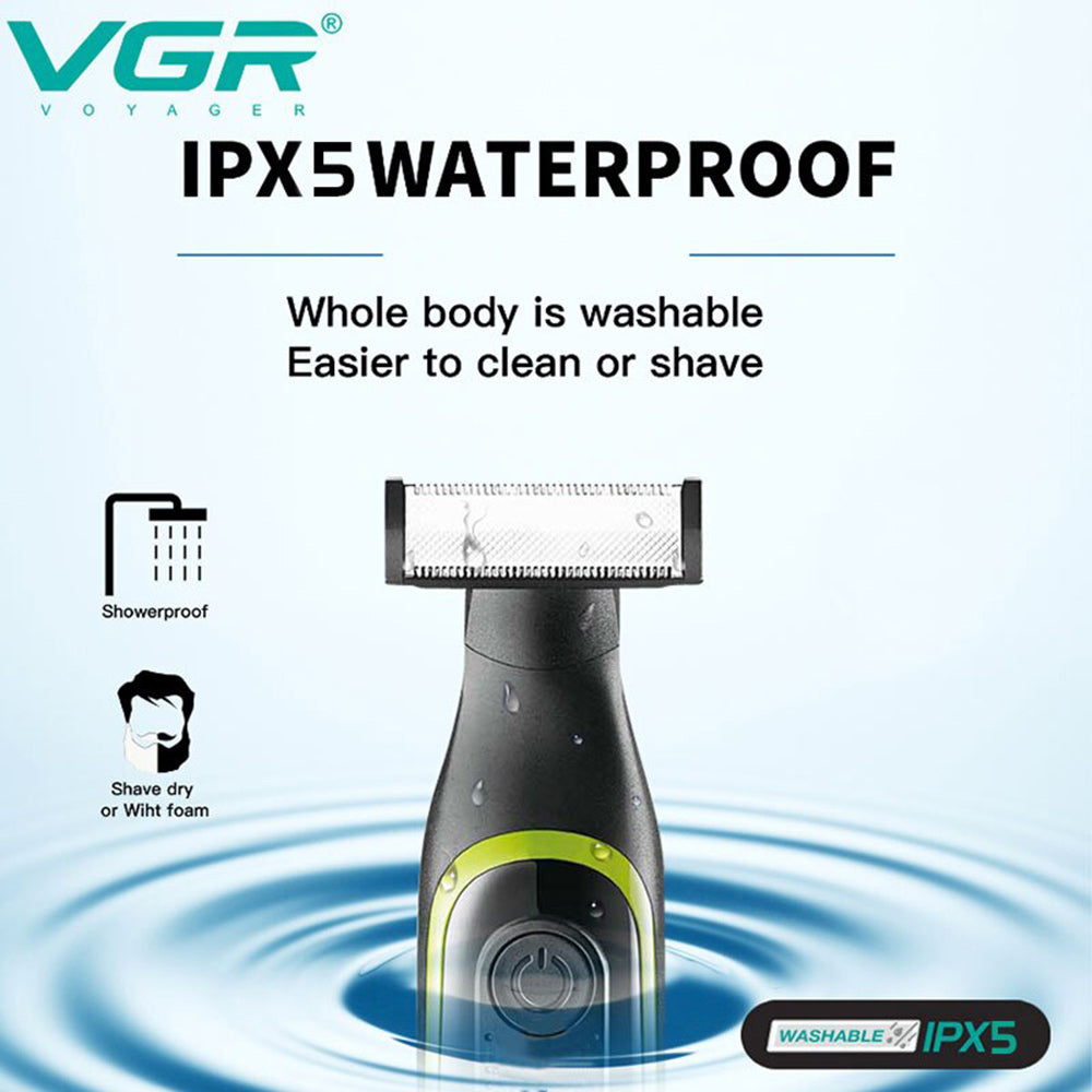 Rasoio ricaricabile VGR BEARD SHAVER 3 pettinini impermeabile rifinitore barba basette sopracciglia rasoi testa corpo IPX5 017