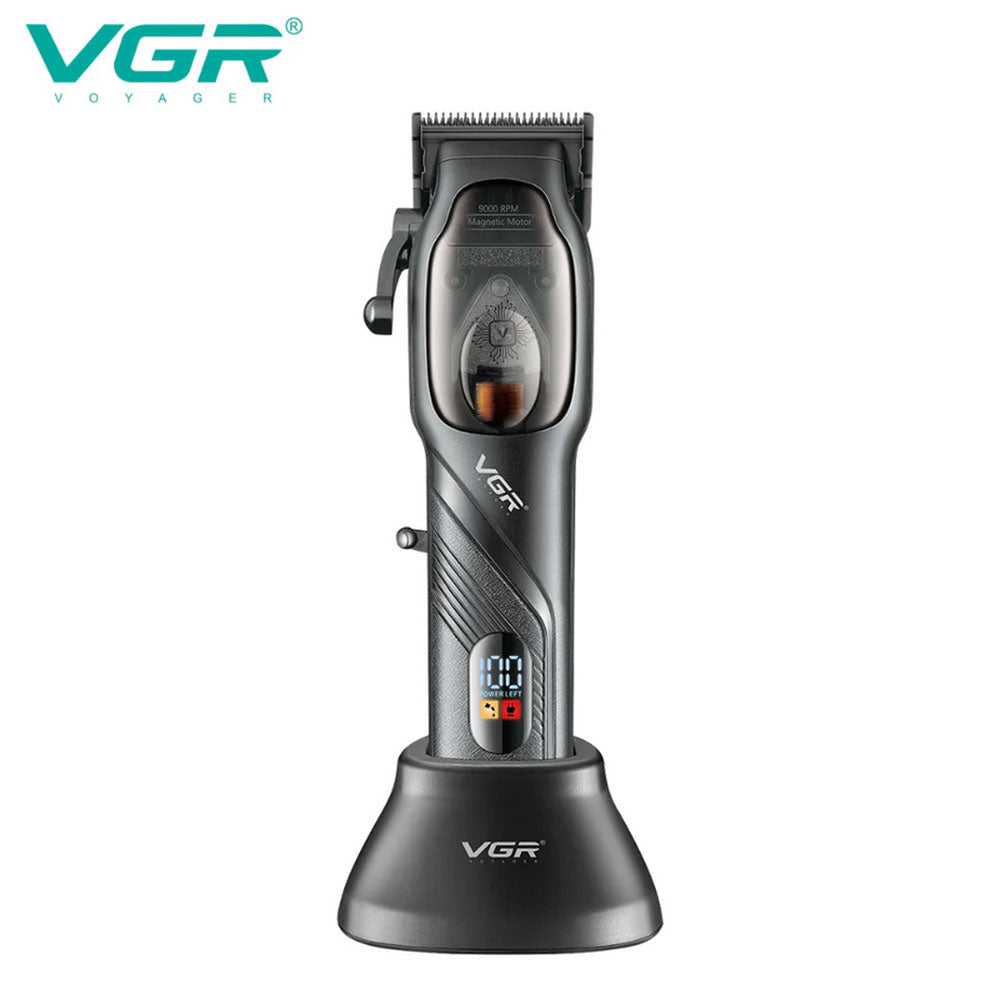 Rasoio VGR HAIR CLIPPER ricaricabile con 4 pettinini taglia capelli barba display con base due modalità di ricarica 269