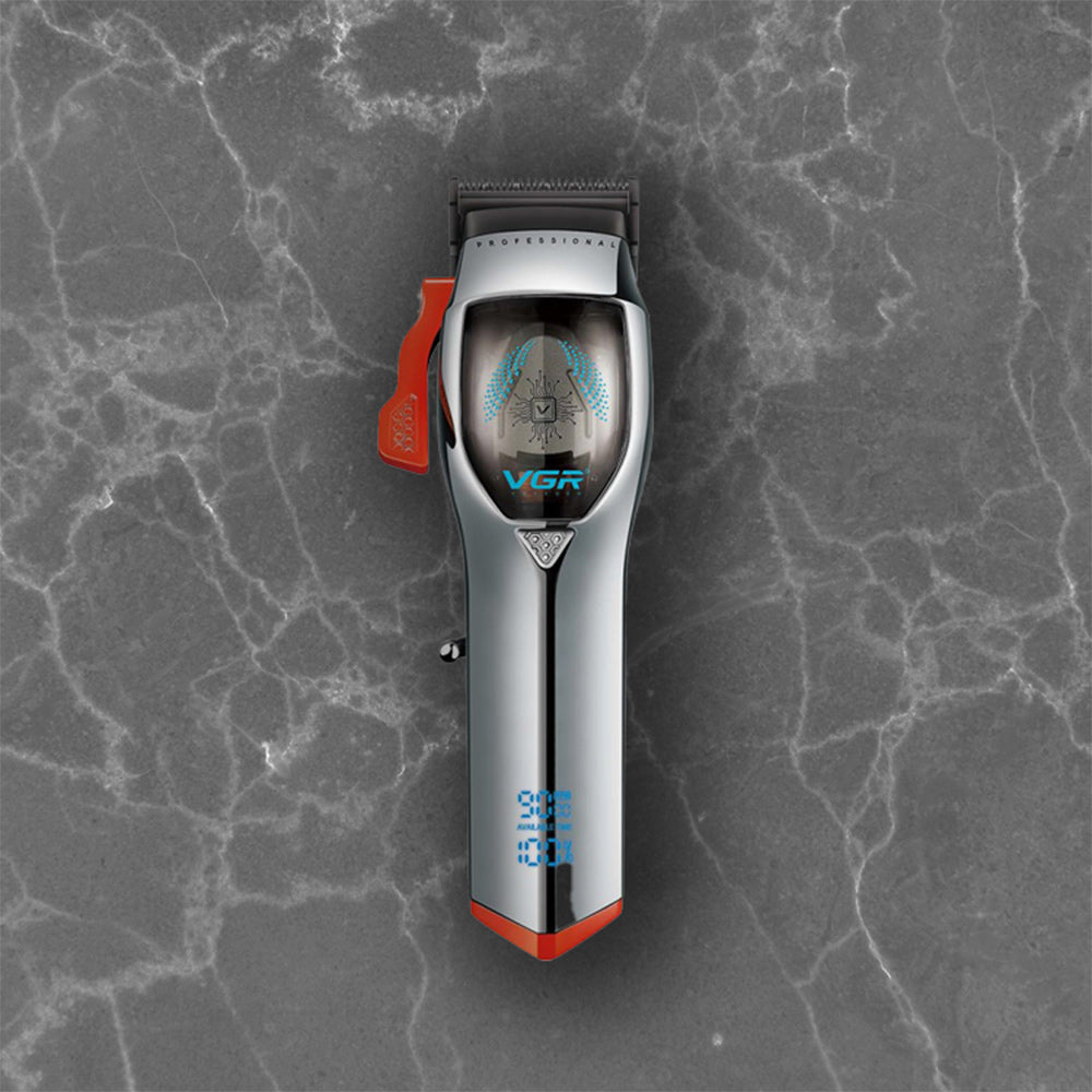 Rasoio tagliacapelli VGR HAIR CLIPPER ricaricabile con display a led leva conica 4 pettinini guida 9000 RPM 647