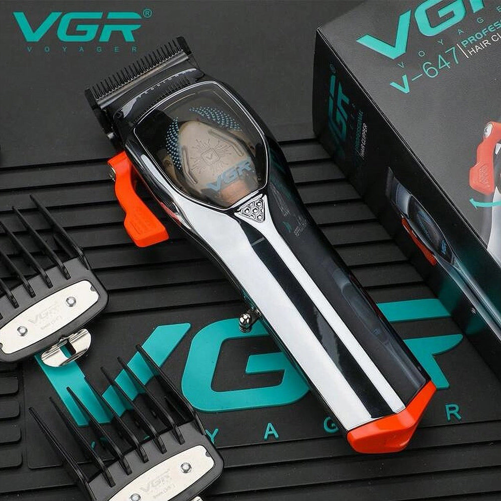 Rasoio tagliacapelli VGR HAIR CLIPPER ricaricabile con display a led leva conica 4 pettinini guida 9000 RPM 647