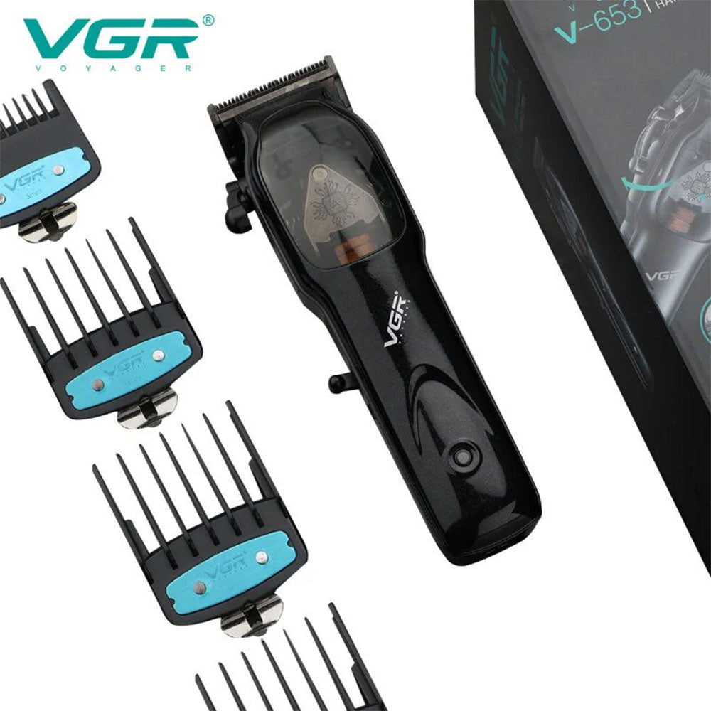 Rasoio VGR HAIR CLIPPER ricaricabile con 4 pettinini taglia capelli barba con base due modalità di ricarica 653