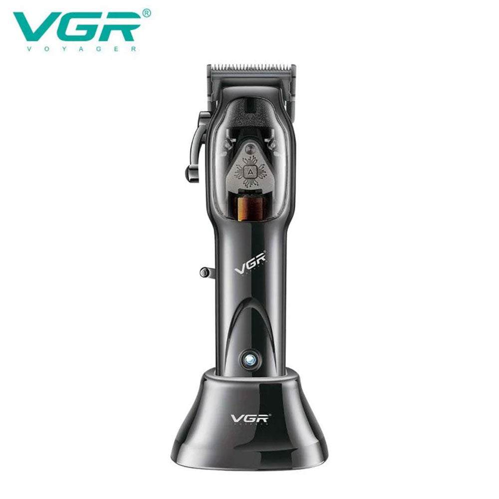 Rasoio VGR HAIR CLIPPER ricaricabile con 4 pettinini taglia capelli barba con base due modalità di ricarica 653
