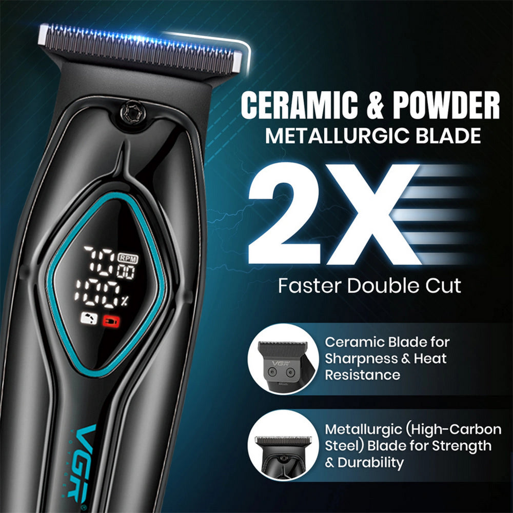 Rasoio tagliacapelli HAIR TIMMER ricaricabile portatile per barba capelli basette corpo con 3 pettinini alta velocità 7000 giri/min display 945