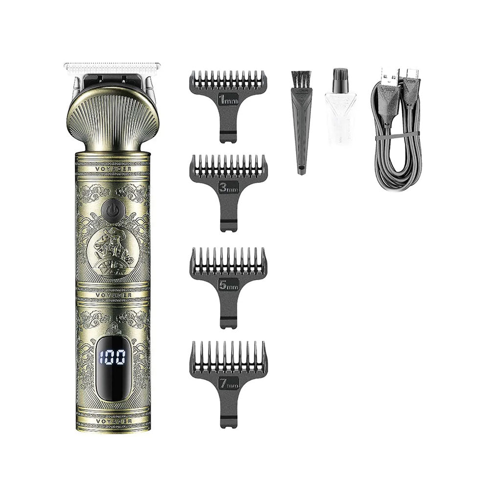 Rasoio VGR HAIR TRIMMER ricaricabile con 4 testine taglia capelli barba con display stile retro 962