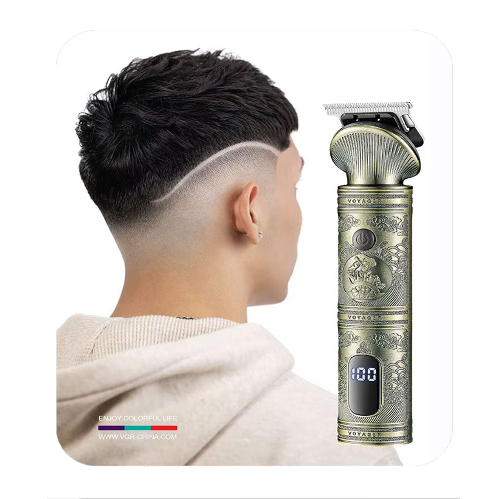 Rasoio VGR HAIR TRIMMER ricaricabile con 4 testine taglia capelli barba con display stile retro 962
