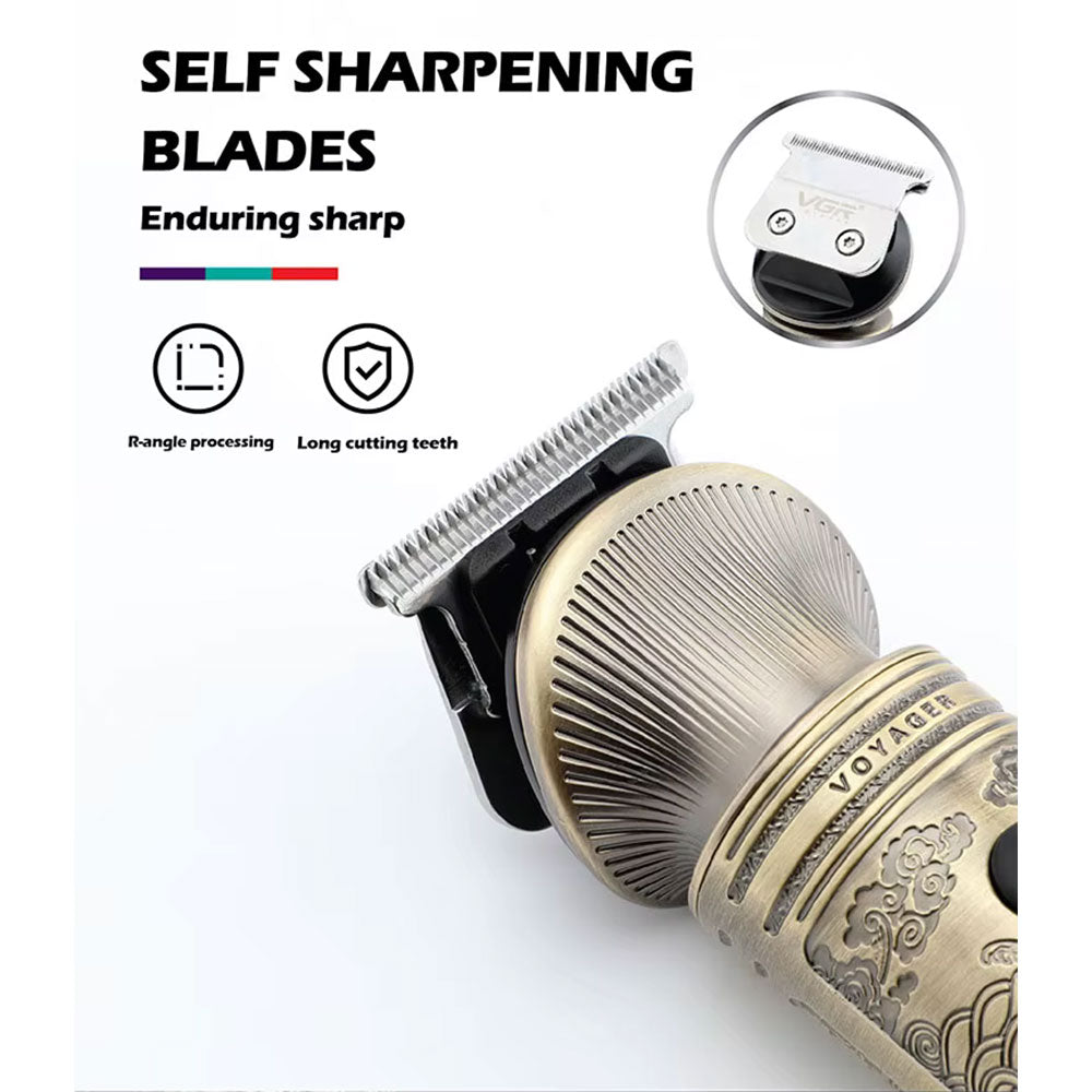 Rasoio VGR HAIR TRIMMER ricaricabile con 4 testine taglia capelli barba con display stile retro 962